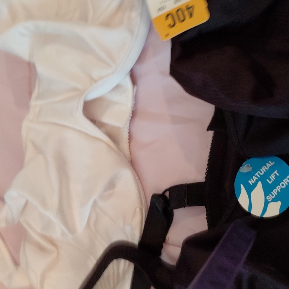 White and Black Bras with Natural Lift Support